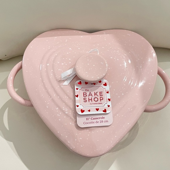Other - Last one Bake Shop Pink Heart 11" Handled Casserole Dish Valentines Day